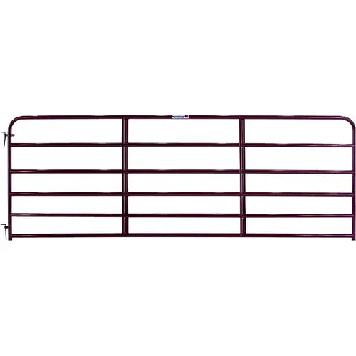 Tarter 6ER8 Tube Gate, 8 ft W Gate, 50 in H Gate, Steel Frame, Red