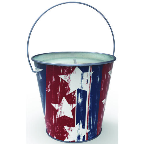 Candle with Handle Bucket, Bucket, Printed Stars and Stripes, Citronella, 54 x 41.5 x 26 cm