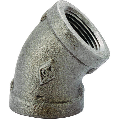 Pipe Elbow, 1 in, FIP, 45 deg Angle, Malleable Iron, SCH 40 Schedule, 300 psi Pressure