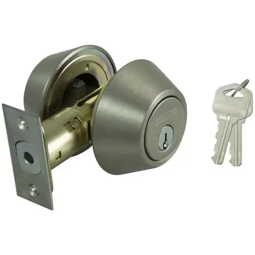 Deadbolt, 3 Grade, Satin Nickel, 2-3/8 to 2-3/4 in Backset, KW1 Keyway