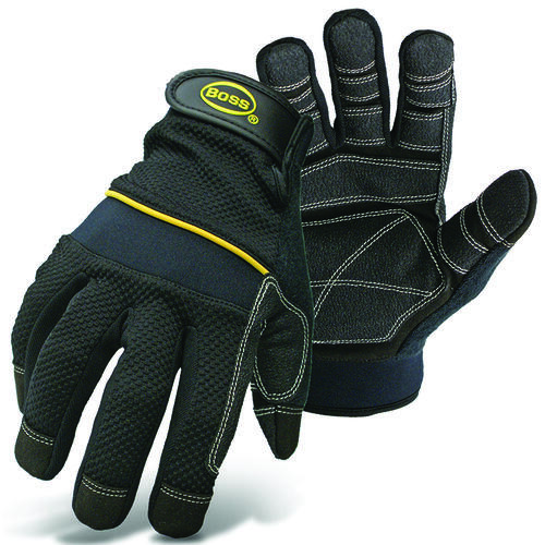 Boss 5202X Multi-Purpose Utility Gloves, XL, Wing Thumb, Wrist Strap Cuff, PVC/Synthetic Leather