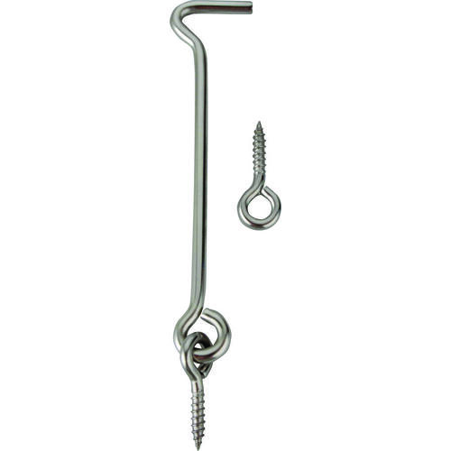 Gate Hook and Eye, 1/8 in Dia Wire, 2 in L, Steel Silver - pack of 2