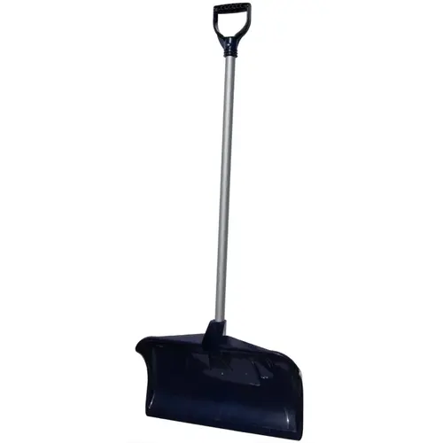 34PD-S Snow Pusher, 20 in W Blade, Polyethylene Blade, Steel Handle, D-Shaped Handle, Navy