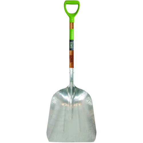 Ames 2672400 Scoop Shovel, 15-1/2 in W Blade, 11-1/2 in L Blade, Aluminum Blade, Northern Hardwood Handle, 46 in OAL