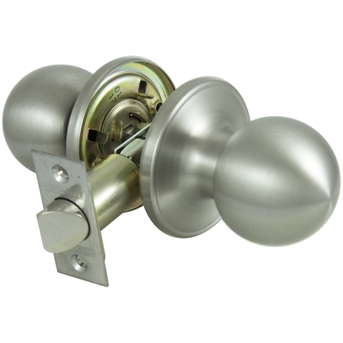 Door Knob, Knob Handle, Metal, Stainless Steel, 2-3/8 to 2-3/4 in Backset, 44 x 57 mm Strike