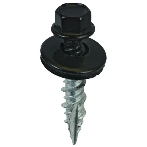 Screw, #9 Thread, High-Low, Twin Lead Thread, Hex Drive, Self-Tapping, Type 17 Point Black