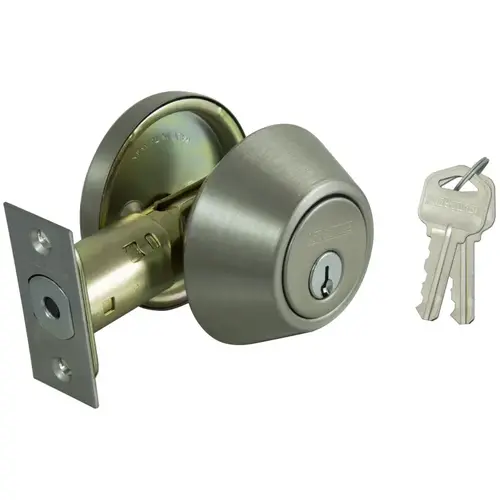 Deadbolt, 3 Grade, Satin Nickel, 2-3/8 to 2-3/4 in Backset, KW1 Keyway - pack of 12