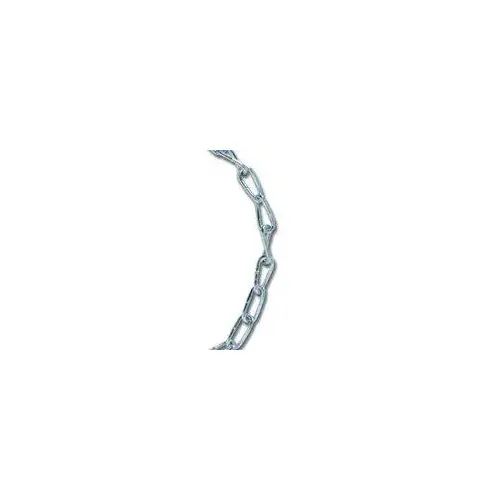 Twist Link Coil Chain, #1/0, 20 ft L, 415 lb Working Load, Steel, Electro-Galvanized