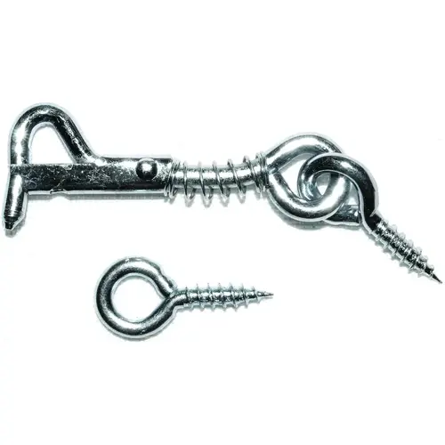 Gate Hook and Eye, 1/8 in Dia Wire, 2 in L, Steel Silver