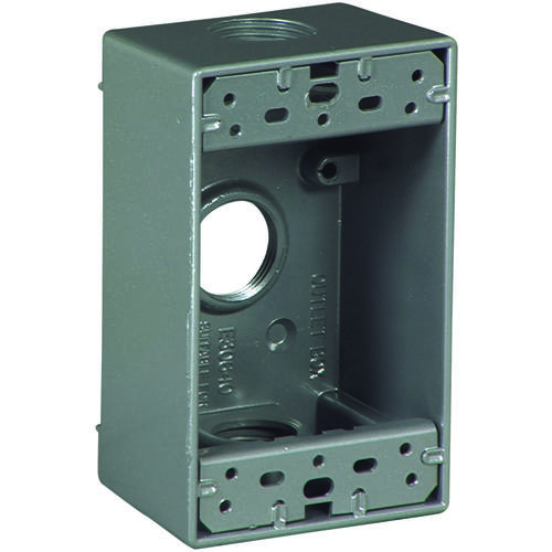 Eaton 1116-SP Outlet Box, 3 -Outlet, 1 -Gang, Aluminum, Black, Powder-Coated, Wall Mounting