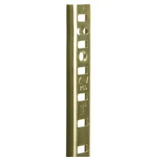 255 PK255 BR 60 Shelf Standard, 500 lb, 23 ga Thick Material, 5/8 in W, 60 in H, Steel, Brass