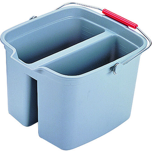 261700GRAY Double Bucket, 17 qt Capacity, Rectangular, Plastic Wringer, Gray