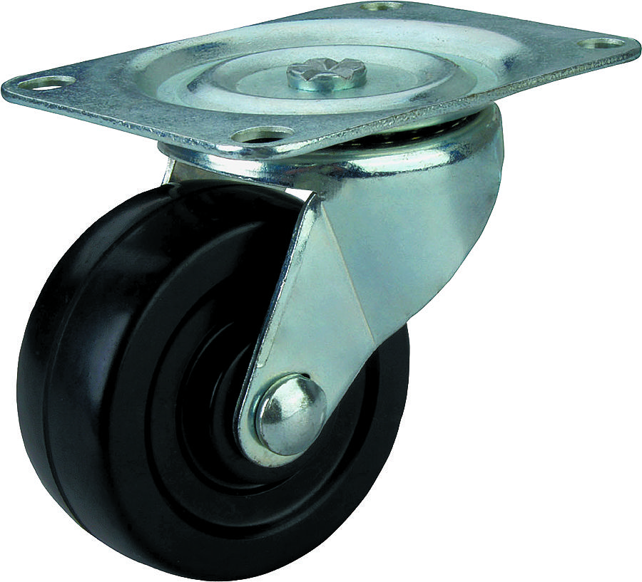 ProSource JC-H08 Heavy-Duty Swivel Caster, 4 in Dia Wheel, 1.3 in W Wheel, Rubber Wheel, Black, 225 lb