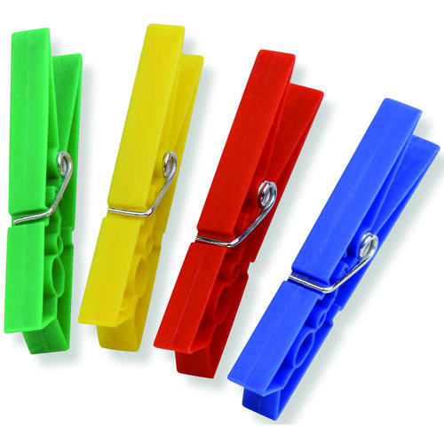 Honey-Can-Do DRY-01390 Classic Clothespin, 0.79 in W, 3.31 in L, Plastic, Blue/Green/Red/Yellow - pack of 24
