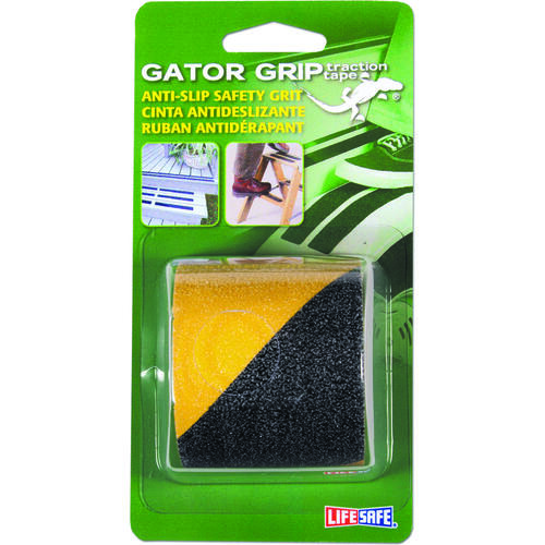 Gator Grip Safety Grit Tape, 5 ft L, 2 in W, PVC Backing, Black/Yellow