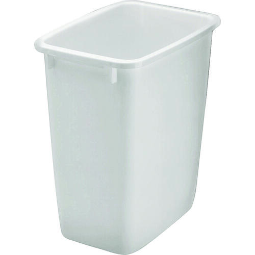 Waste Basket, 36 qt Capacity, Plastic, White, 18 in H