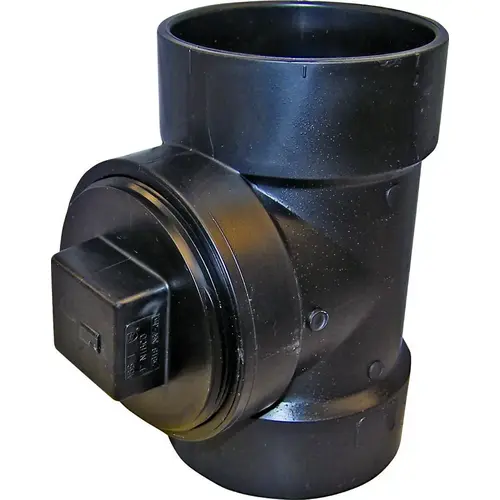 Test Pipe Tee, 3 in, Hub x FNPT, ABS, Black