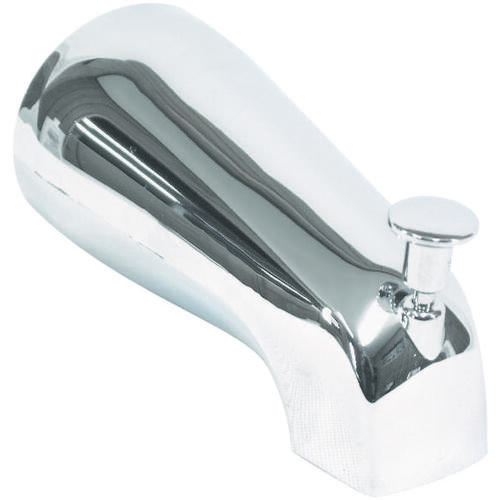 US Hardware P-526C Bathtub Spout with Diverter, 1/2 in Connection, NPT, Plastic, Chrome Plated