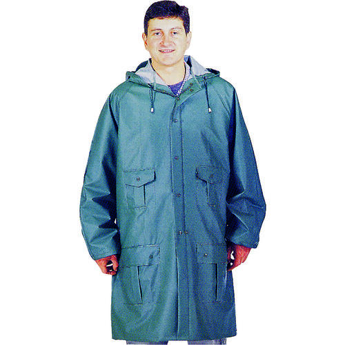 Diamondback 8156GRBXL Rain Parka, XL, PVC, Blue, Hooded Collar, Zipper with Snap Down Storm Flap Closure