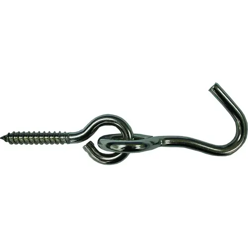 ProSource LR-404S-PS Hammock Hook, 1-1/4 in Opening, Stainless Steel, Silver, Stainless Steel