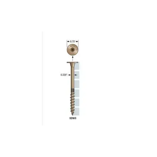 Strong-Drive SDWS Series SDWS221000DBRC12 Screw, 10 in L, Washer Head, 6-Lobe Drive, Saw Tooth Point Double -Barrier Coating - pack of 12