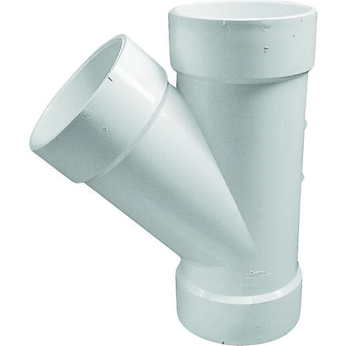 Pipe Wye, 4 in, Hub, PVC, White, SCH 40 Schedule