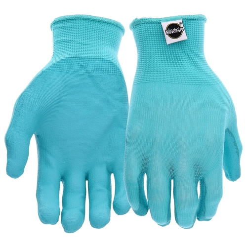 Miracle-Gro MG37164/WML MG37164-W-ML Breathable, Lightweight Grip Gloves, Women's, M/L, Elastic Knit Cuff, Polyurethane Coating Pair Aqua