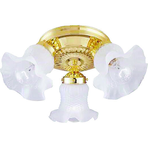 Ceiling Light Fixture, 0.5 A, 120 V, 60 W, 3-Lamp, A19 or CFL Lamp, Metal Fixture