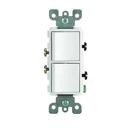 Combination Switch, 15 A, 120/277 V, SPST, Lead Wire Terminal, Thermoplastic Housing Material White