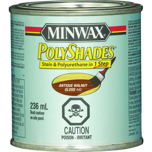 PolyShades Interior Stain and Polyurethane, Gloss, Antique Walnut, Liquid, 236 mL, Can