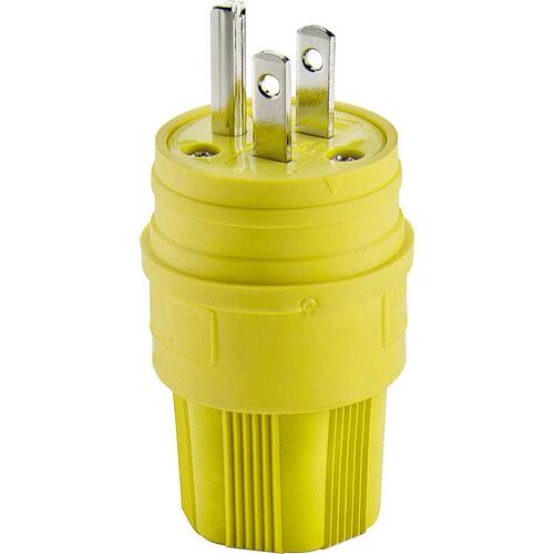 Electrical Plug, 2 -Pole, 15 A, 125 V, IP66, NEMA: NEMA 5-15, Yellow