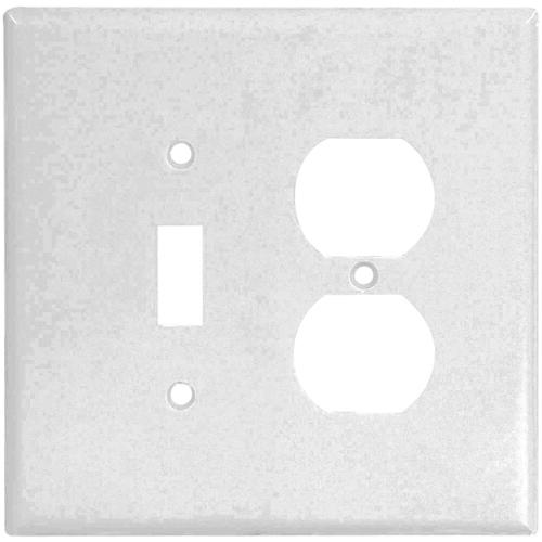 Combination Wallplate, 4-1/2 in L, 4-9/16 in W, 2 -Gang, Thermoset, White