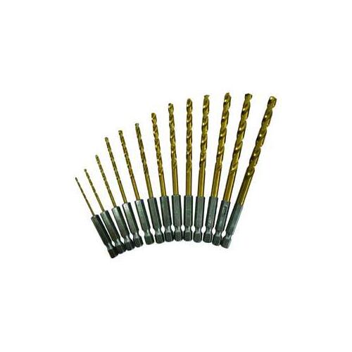 Drill Bit Set, 13-Piece, HSS, Titanium Nitride