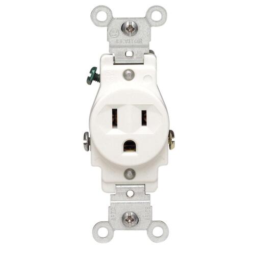 S02-05015-KWS Single Receptacle, 2 -Pole, 125 V, 15 A, White