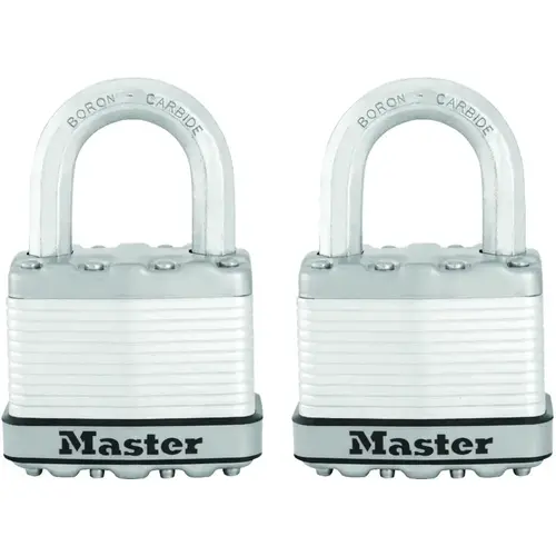 Magnum Series Padlock, Keyed Alike Key, 3/8 in Dia Shackle, 1 in H Shackle, Stainless Steel Body, Zinc Silver - pack of 2