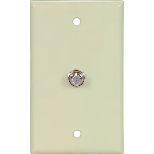 Wallplate with Coaxial Adapter, 4-1/2 in L, 2-3/4 in W, 1 -Gang, Thermoplastic, Ivory