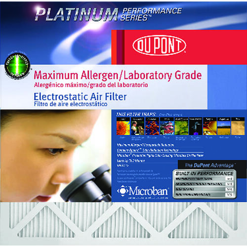 DuPont AF-P1520 Electrostatic Air Filter, 20 in L, 15 in W, 12 MERV, Synthetic Filter Media, Cardboard Frame