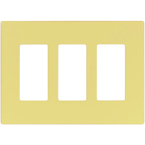 PJS Wallplate, 4.87 in L, 6-3/4 in W, 3 -Gang, Polycarbonate, Ivory, High-Gloss