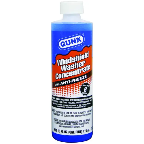 Gunk M516 Windshield Washer Fluid, 16 fl-oz Bottle Clear Blue