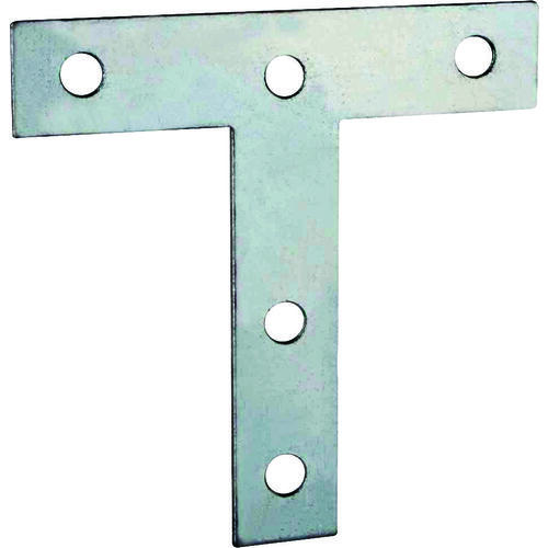 T-Plate, 5 in L, 5 in W, 2 mm Thick, Steel, Zinc - pack of 20