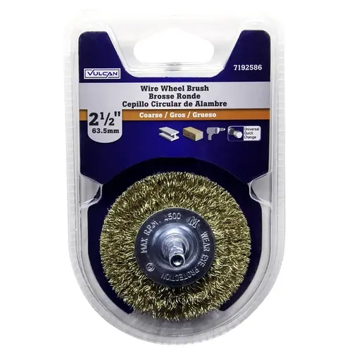 Wire Wheel Brush, 2-1/2 in Dia, 1/4 in Arbor/Shank