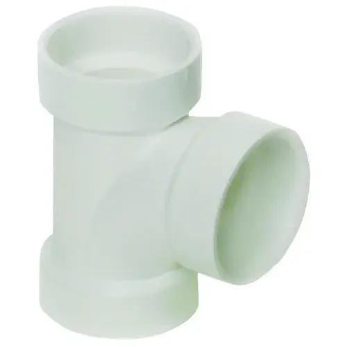 Sanitary Pipe Tee, 1-1/2 in, Hub, PVC, White