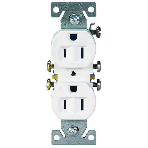 Duplex Receptacle, 2 -Pole, 15 A, 125 V, Push-in, Side Wiring, NEMA: 5-15R, White