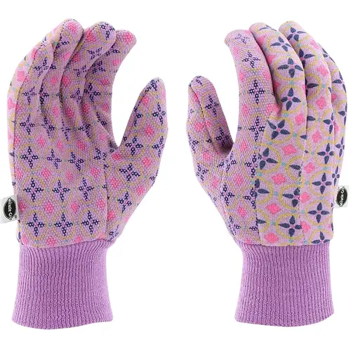 MG65757-W-ML Garden Gloves, Women's, M/L, Knit Cuff, Cotton/Polyester, Multi-Color Pair