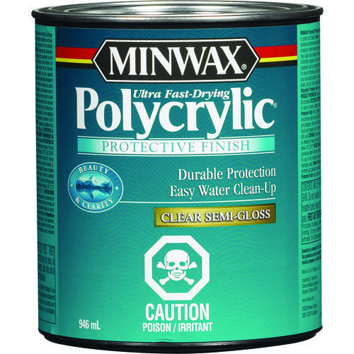 Polycrylic Protective Finish Paint, Semi-Gloss, Liquid, Clear, 1 qt, Can