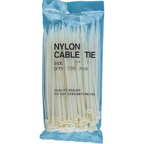 Cable Tie, 42 mm Max Bundle Dia, Self-Lock Locking, Nylon, Clear - pack of 100