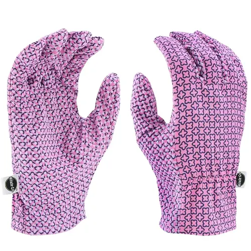 Women's Polyester & Cotton Dotted Grip Planting Gloves, Medium/Large Pink