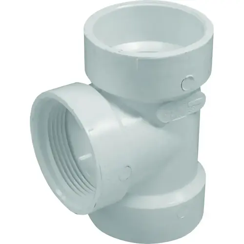 CANPLAS 192117S Test Tee, 4 in, Hub x FNPT, PVC, White