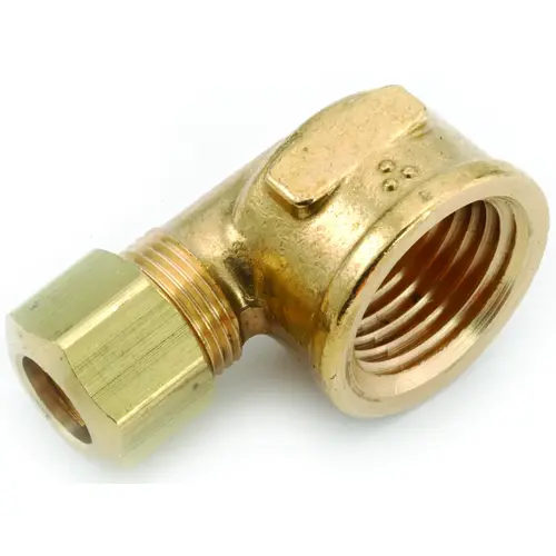 Tube Elbow, 3/8 x 1/2 in, 90 deg Angle, Brass, 200 psi Pressure