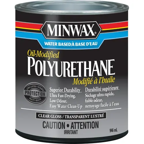 Polyurethane, Gloss, Liquid, Clear, 1 qt, Can